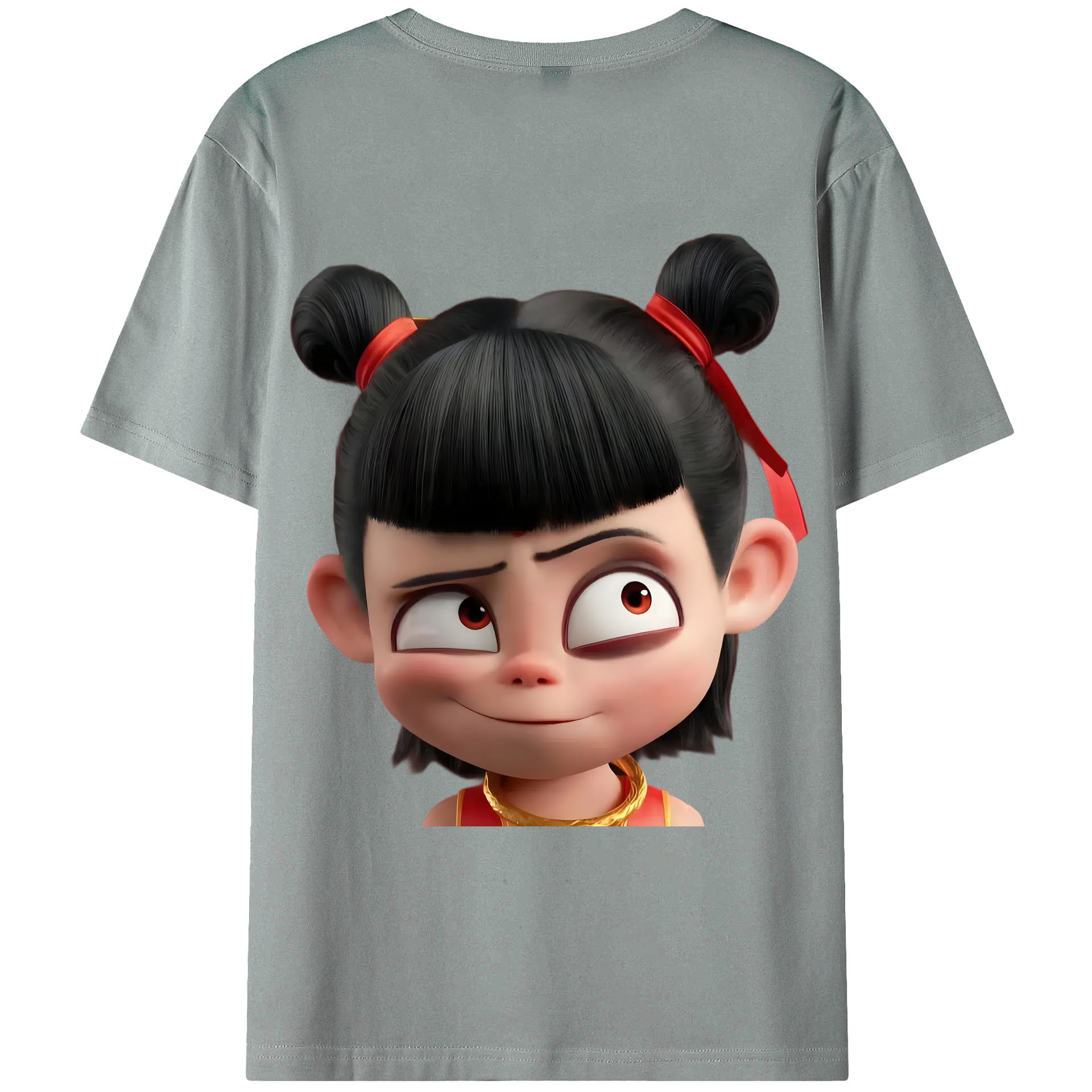 （画像用） Ne Zha 2 ナタ 魔童の大暴れ 綿100％ メンズ半袖Tシャツ（バックプリント） 通気性